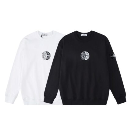 Stone Island Black&White Compass Print Crewneck