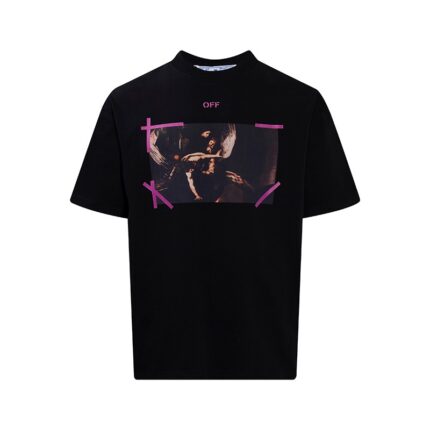 Angel Caravaggio Oil Painting Purple Arrow Oversized T-Shirt